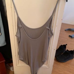 Grey ribbed bodysuit